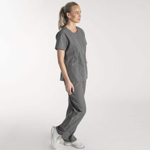 Load image into Gallery viewer, Lexie Zip Scrub Top For Women&#39;s Charcoal Color
