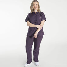 Load image into Gallery viewer, Plum Color Marcela Notch Women&#39;s Scrub Top
