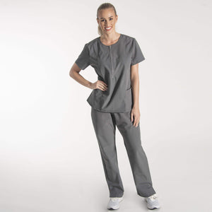 Charcoal Color Lexie Zip Scrub Top For Women's