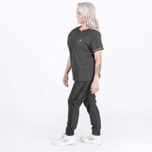 Load image into Gallery viewer, Black Color Marcela Notch Women&#39;s Scrub Top
