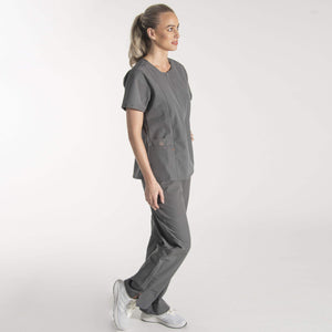 Lexie Zip Scrub Top For Women's Charcoal Color