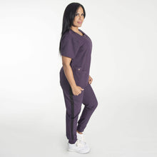 Load image into Gallery viewer, Plum Color Lexie Zip Scrub Top For Women&#39;s
