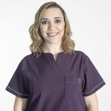 Load image into Gallery viewer, Marcela Notch Women&#39;s Scrub Top Plum Color
