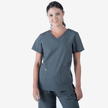 Load image into Gallery viewer, Charcoal Color Nonni &quot;V&quot; Women&#39;s Scrub Top
