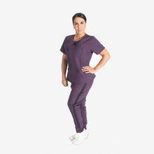 Load image into Gallery viewer, Sophia Pleated Wrap Women&#39;s Medical Scrub Top Plum Color
